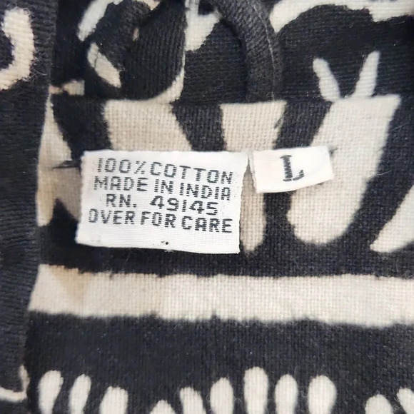 VINTAGE SamHilu black and white cotton fish tribe jacket size L - Picture 5 of 14